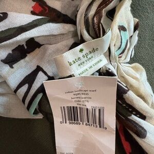 New - Kate Spade Geometric Pattern Scarf in Cream and Brown